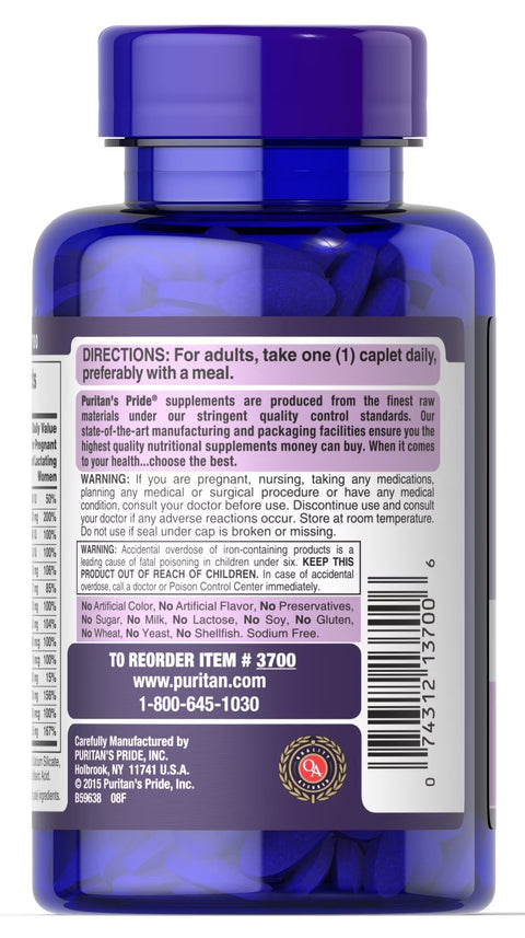 Puritan’s Pride Prenatal Vitamins Coated Caplets 100's