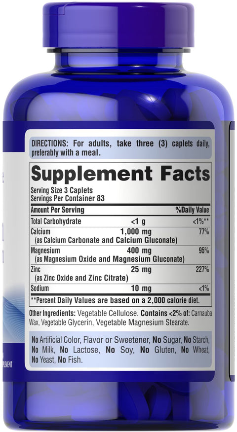 Puritan's Pride Chelated Calcium Magnesium Zinc Caplet 100's