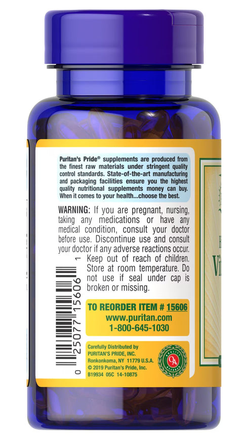 Puritan’s Pride Vitamin D3 25mcg (1000 IU) Softgel 200's