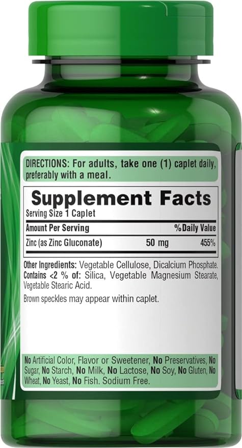 Puritan's Pride Zinc Gluconate 50mg Tablet 100's