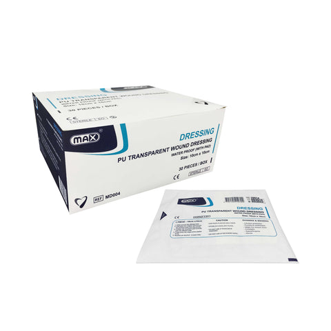 Max PU Transparent Adhesive Wound Dressing 10x10cm 30box